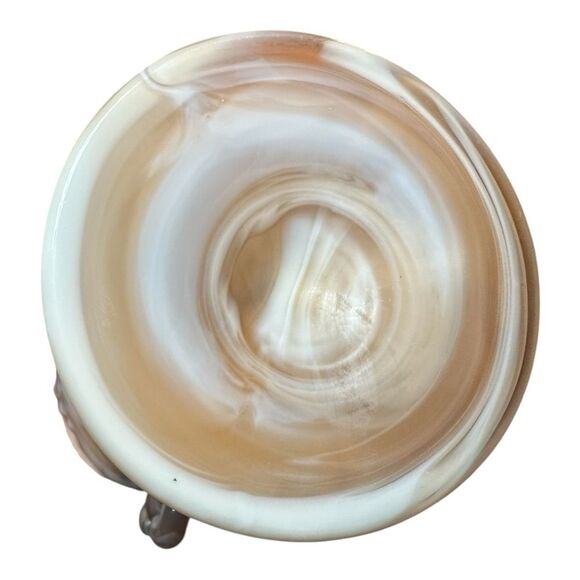 Vintage imperial glass compan caramel and white swirl design. Sea horses on item - Picture 3 of 8